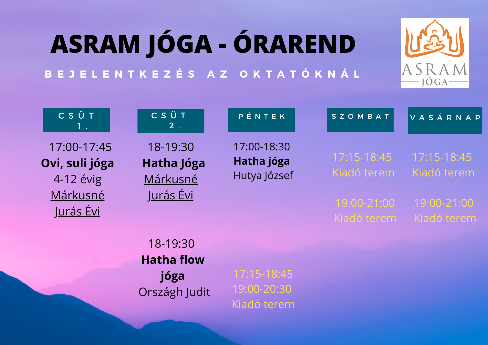 schedule yoga asram yoga jaszai tatra